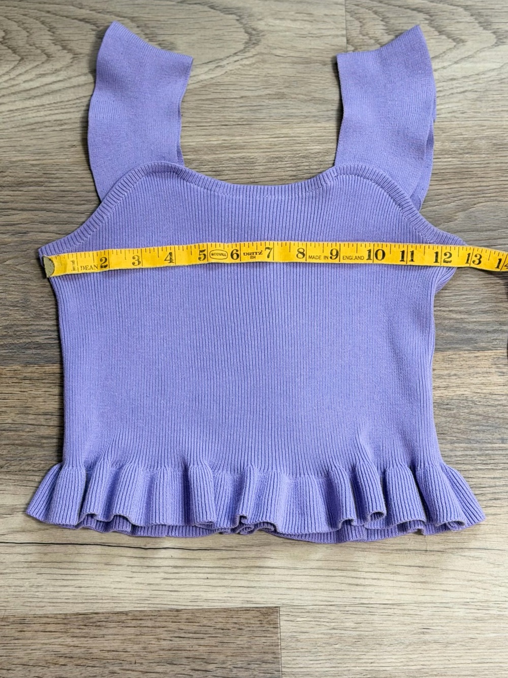 Square-Neck Lavender Ribbed Tank with Ruffle Hem - Picture 6 of 6
